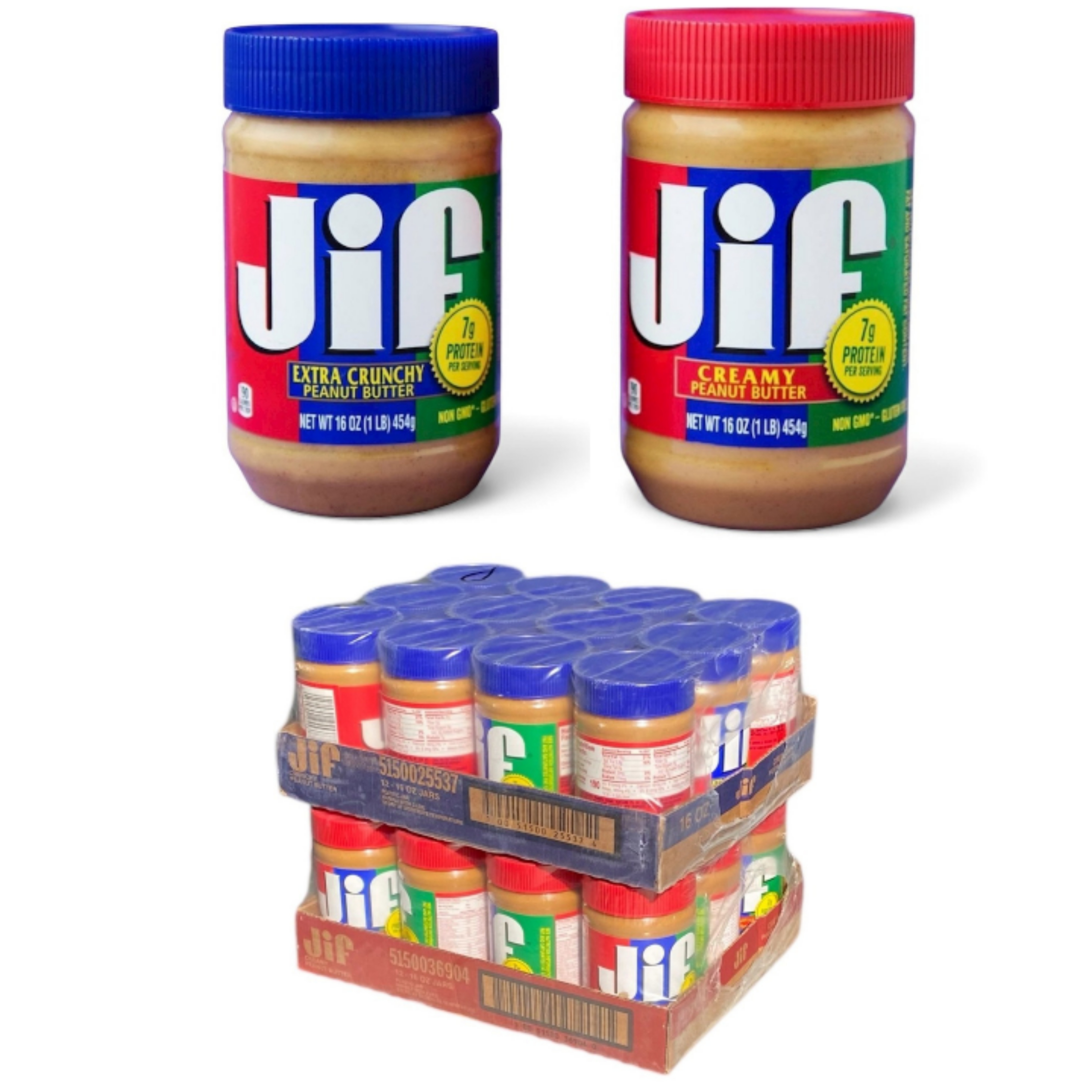 کره بادام‌ زمینی جیف Jif اصل 454گرم وارداتی تضمین کیفیت و اصالت بسته 12 عدد